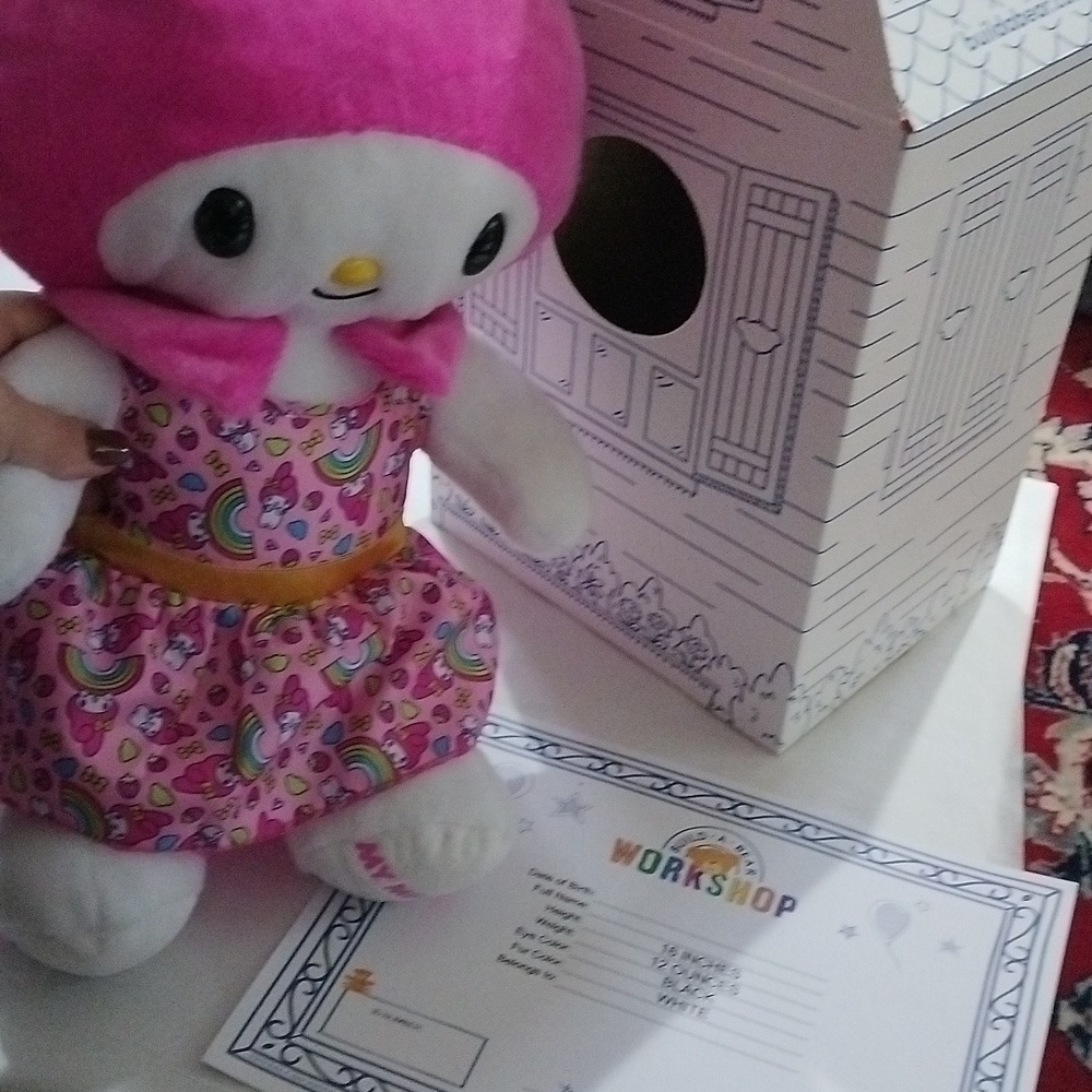 BAB Sanrio My Melody Stuffed Animal Gift Set w/ Rainbow Dress, Box + Certificate